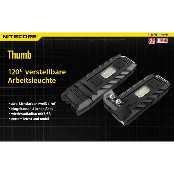 LED-TASCHENLAMPE THUMB - 85 Lumen (inkl. Akku mit USB-C-Anschluss)