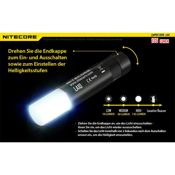TORCIA LED LA10 - 135 lumen (senza batteria)