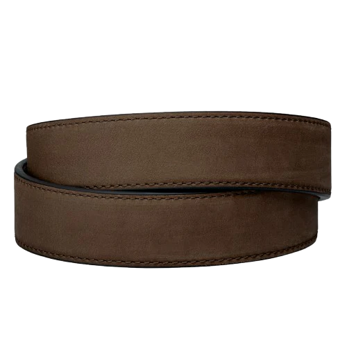 Cintura in pelle di bufalo, colore caffè (senza fibbia)