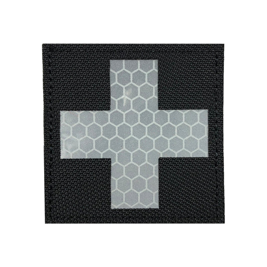 Morale Patch Klettabzeichen MEDIC CROSS reflective/Laser - white/black