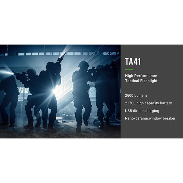 Torcia tattica a LED TA41, 2.600 lumen (batteria inclusa)