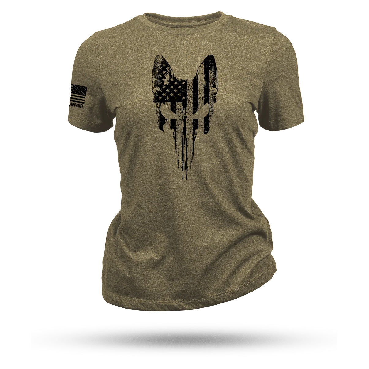 T-shirt femme REX SKULL FLAG, olive