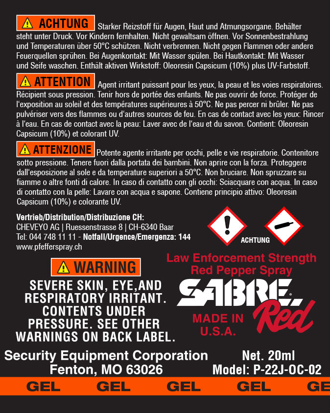 Spray al peperoncino RUNNER GEL, nero