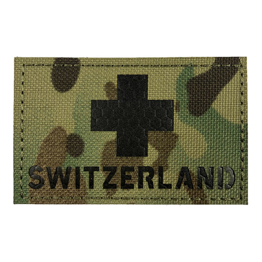 Morale Patch Klettabzeichen SWITZERLAND, reflective/Laser - black/mc