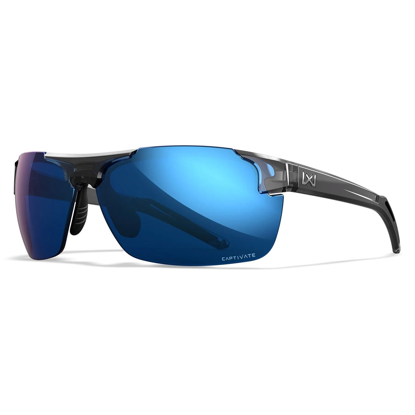 Lenti WX PRIME: CAPTIVATE™ Polarized blu specchiato, Montatura: grigio cristallo lucido