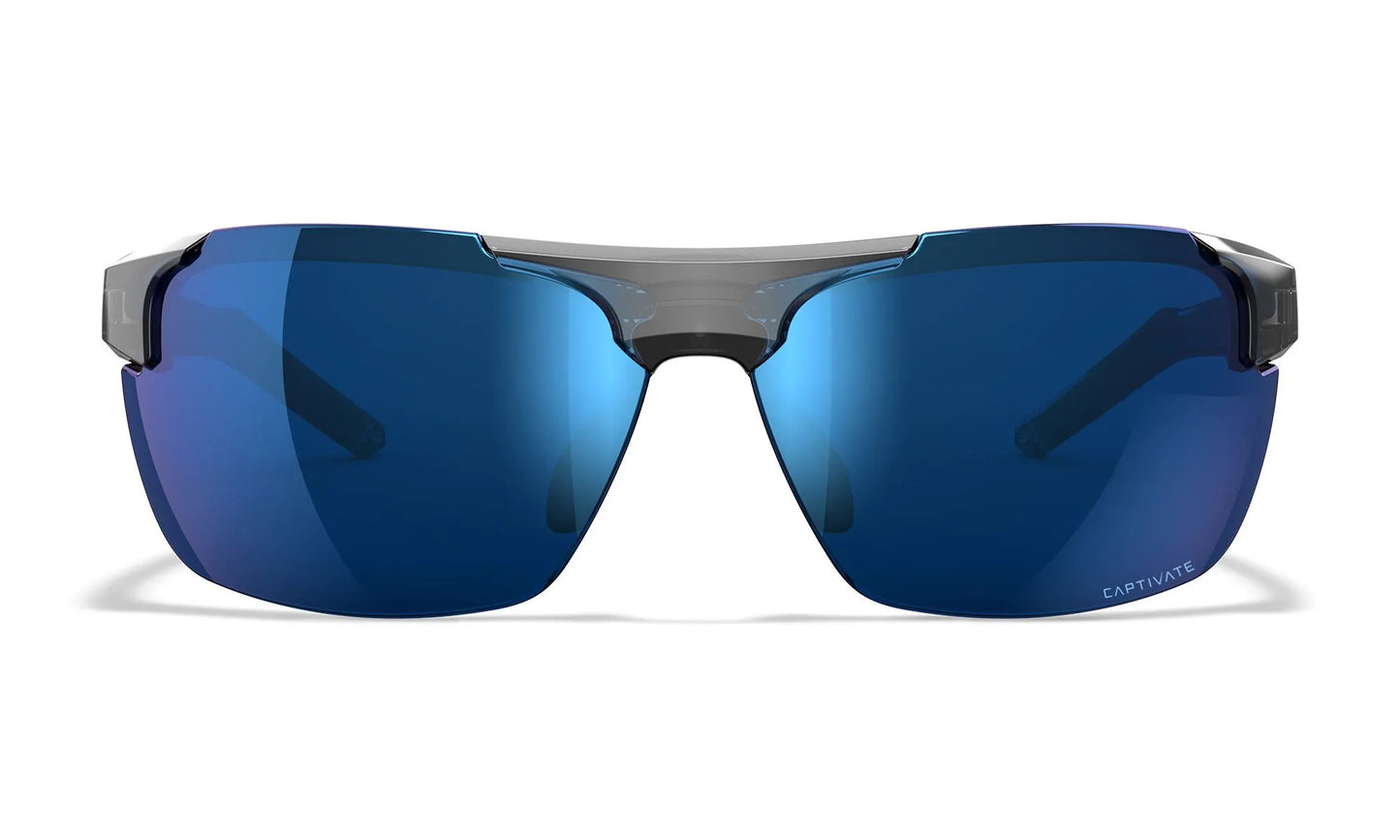Lenti WX PRIME: CAPTIVATE™ Polarized blu specchiato, Montatura: grigio cristallo lucido