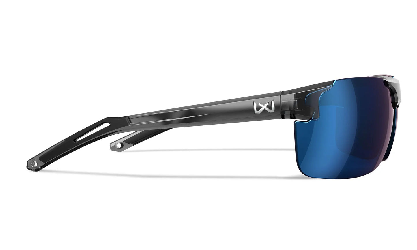 Lenti WX PRIME: CAPTIVATE™ Polarized blu specchiato, Montatura: grigio cristallo lucido