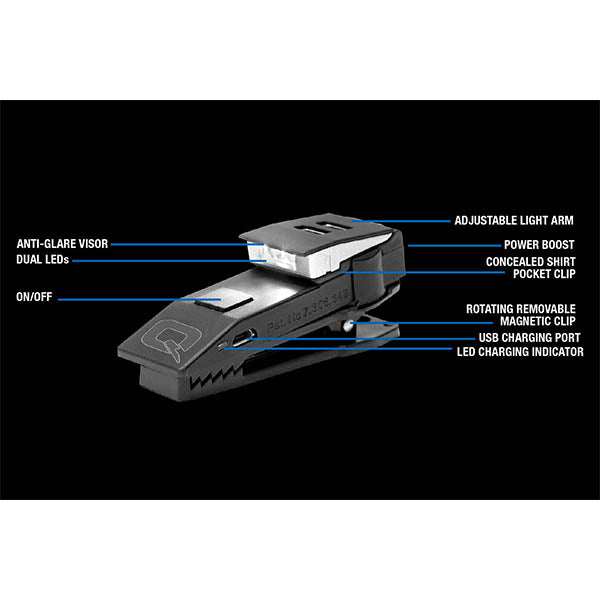 LED vivavoce QUIQLITE X, doppio LED bianco, 150 lumen, batteria inclusa