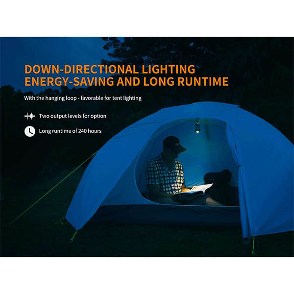 Lampada da campeggio a LED, CL26R - 400 lumen (incl. batteria 18650, 2.600 mAh)