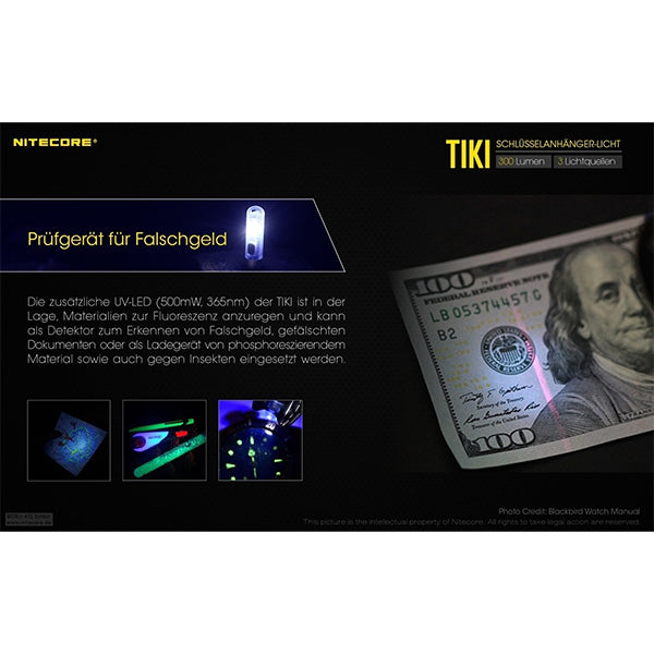 NITECORE Mini-LED-TASCHENLAMPE TIKI - 300 Lumen, inkl. Akku