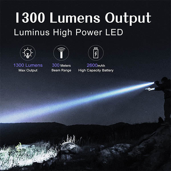 LED Taschenlampe XT11R, 1'300 Lumen (inkl. Akku)