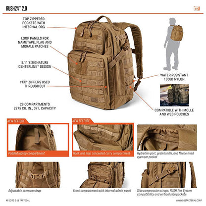 RUSH 24 2.0, 37 litri, canguro