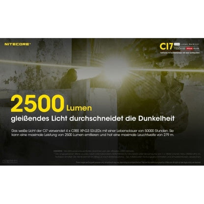 Taktische LED-Taschenlampe CI7, 2'500 Lumen, inkl. Akku