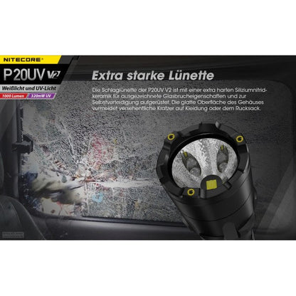 Lampe de poche tactique LED P20UV V2, 1 000 lumens, sans batterie 