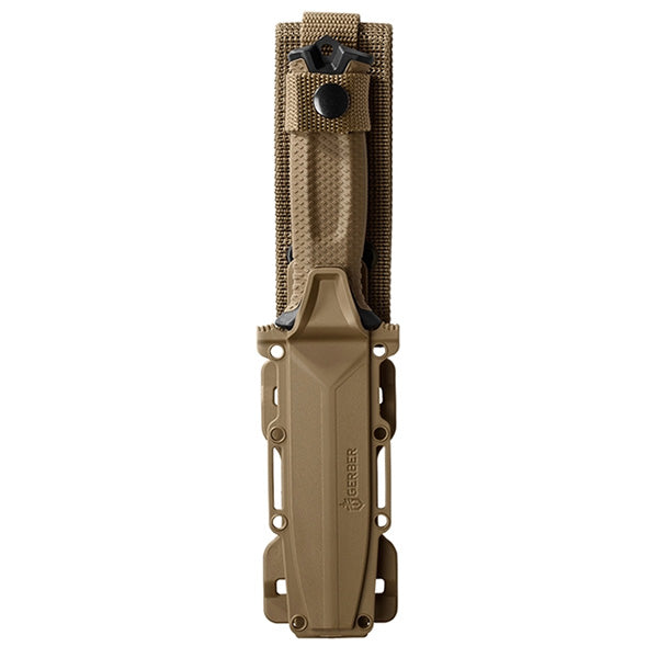 Couteau tactique STRONGARM, bord dentelé, marron coyote