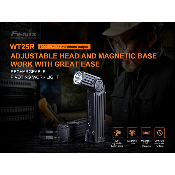 Torcia LED multifunzione WT25R, 1.000 lumen, batteria inclusa