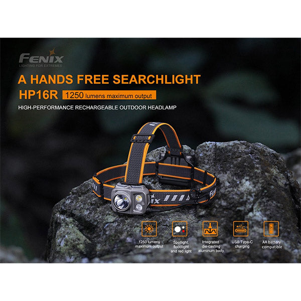 Lampe frontale HP16R, 1 250 lumens, batterie incluse