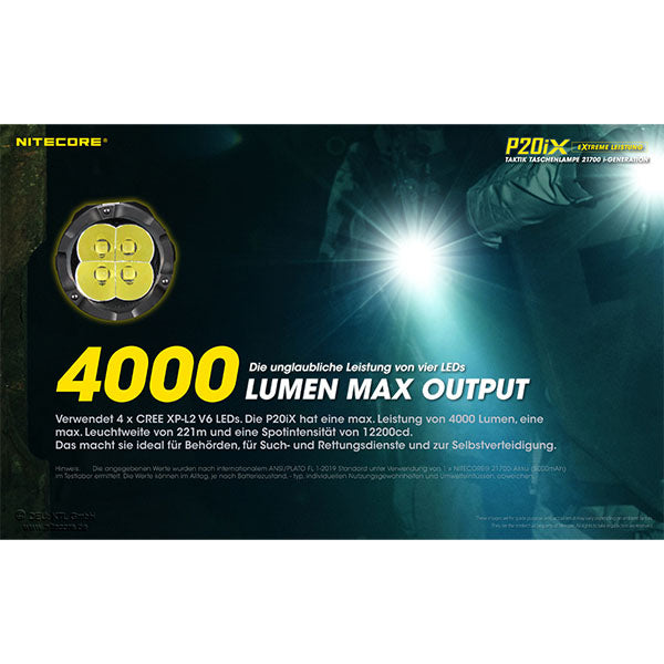 Lampe de poche tactique LED P20iX, 4 000 lumens, batterie incluse