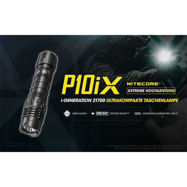 Lampe de poche tactique LED P10iX, 4 000 lumens, batterie incluse