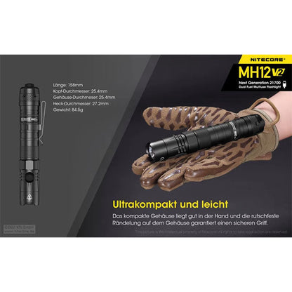 Taktische LED-Taschenlampe MH12 V2, 1'200 Lumen, inkl. Akku