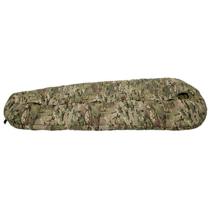 Kunstfaserschlafsack DEFENCE 4, multicam, Grösse M, Reissverschluss mittig