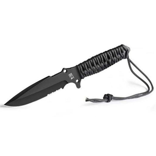 Coltello tattico TB-OUTDOOR MARAUDEUR, lama seghettata, nero