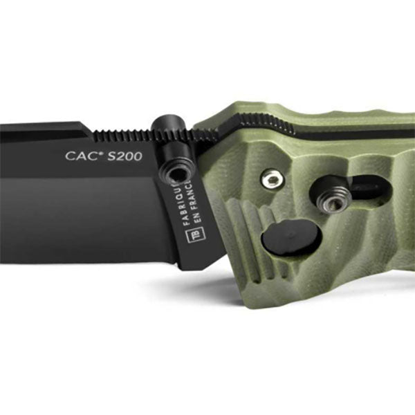 Couteau pliant CAC S200, meulage lisse, G10, kaki