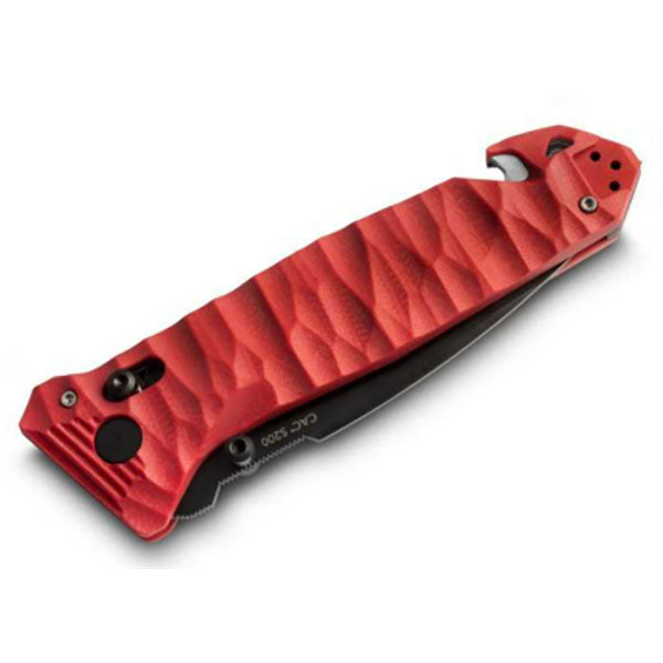 Couteau pliant CAC S200, bord dentelé, G10, rouge