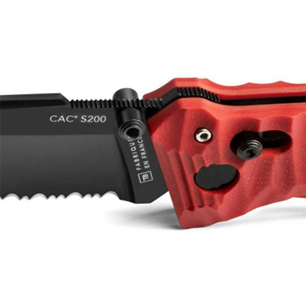 Couteau pliant CAC S200, bord dentelé, G10, rouge