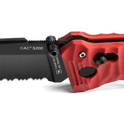 Couteau pliant CAC S200, bord dentelé, G10, rouge