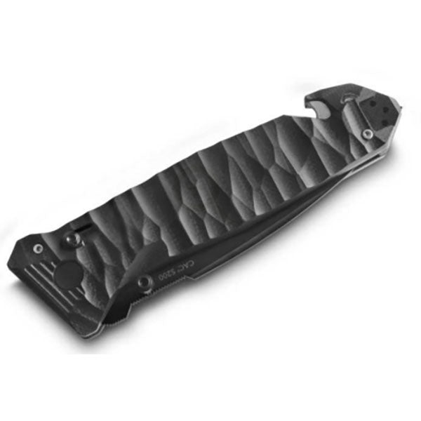 Coltello chiudibile CAC S200, filo seghettato, G10, nero