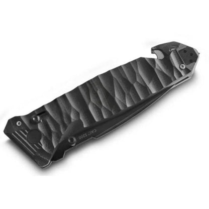 Coltello chiudibile CAC S200, filo seghettato, G10, nero