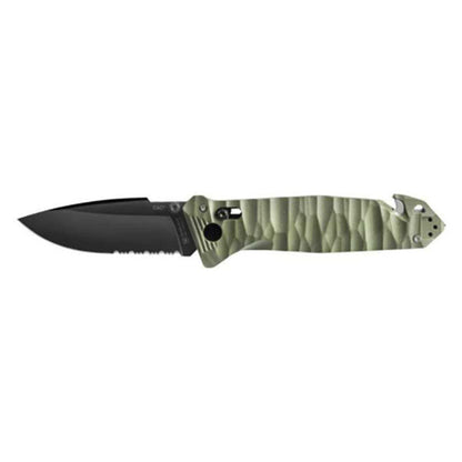 Couteau pliant TB-OUTDOOR CAC S200, lame dentelée, G10, kaki 