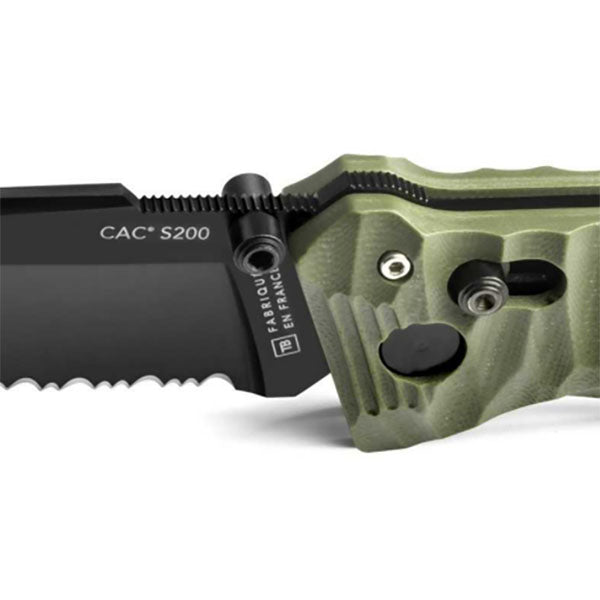 Couteau pliant TB-OUTDOOR CAC S200, lame dentelée, G10, kaki 