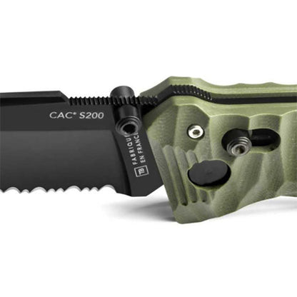 Couteau pliant TB-OUTDOOR CAC S200, lame dentelée, G10, kaki 