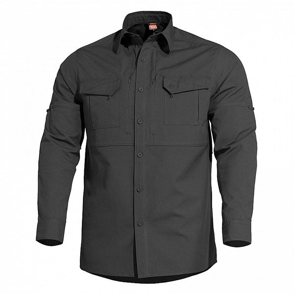 chemise à manches longues PLATO SHIRT, ripstop, noire