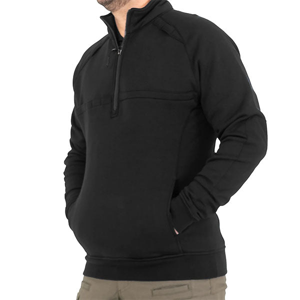 Maglia CAMICIA DA LAVORO IN COTONE DA UOMO ZIP QUARTO, nera
