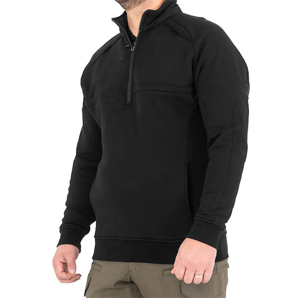 Maglia CAMICIA DA LAVORO IN COTONE DA UOMO ZIP QUARTO, nera