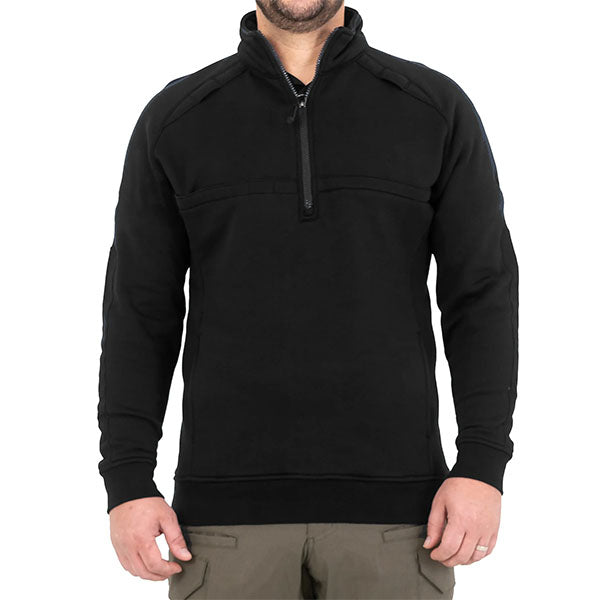 Maglia CAMICIA DA LAVORO IN COTONE DA UOMO ZIP QUARTO, nera
