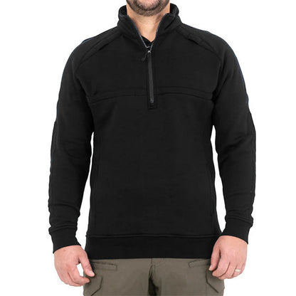 Maglia CAMICIA DA LAVORO IN COTONE DA UOMO ZIP QUARTO, nera