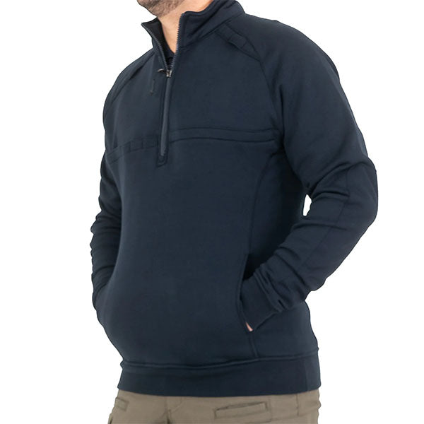 Maglione CAMICIA DA LAVORO IN COTONE DA UOMO ZIP QUARTO, blu notte