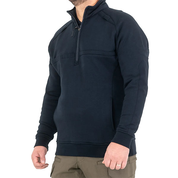 Maglione CAMICIA DA LAVORO IN COTONE DA UOMO ZIP QUARTO, blu notte
