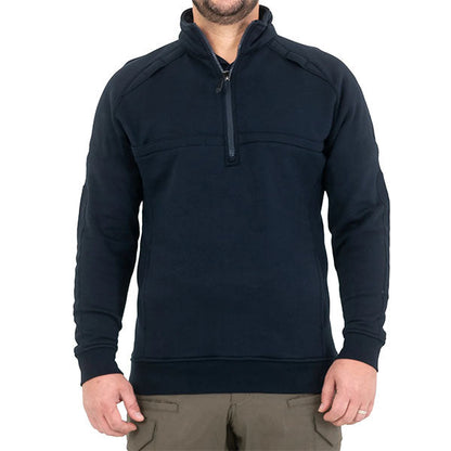 Maglione CAMICIA DA LAVORO IN COTONE DA UOMO ZIP QUARTO, blu notte