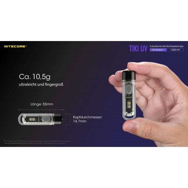 NITECORE LED-TASCHENLAMPE TIKI UV, 1'000mW (inkl. Akku)