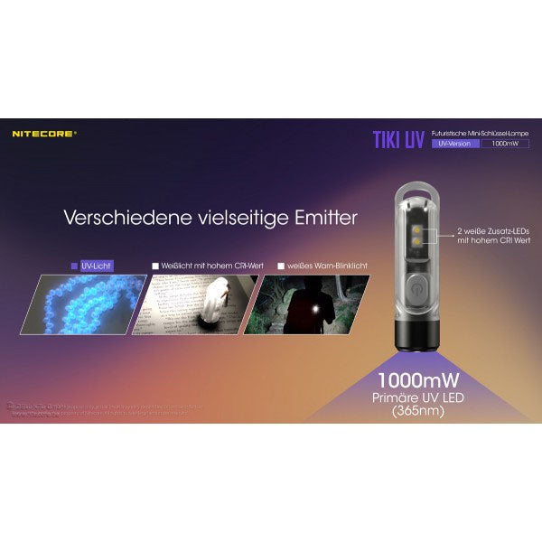 NITECORE LED-TASCHENLAMPE TIKI UV, 1'000mW (inkl. Akku)