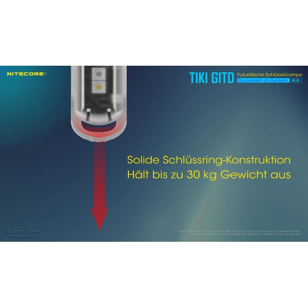 NITECORE LED-TASCHENLAMPE TIKI GITD blau, 300 Lumen (inkl. Akku)