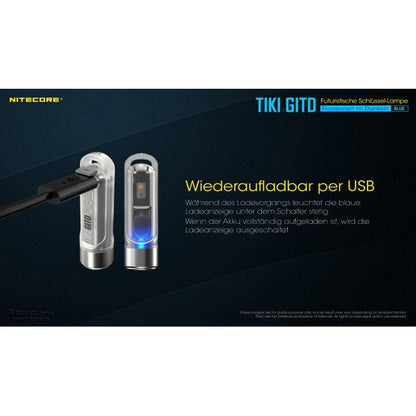 NITECORE LED-TASCHENLAMPE TIKI GITD blau, 300 Lumen (inkl. Akku)