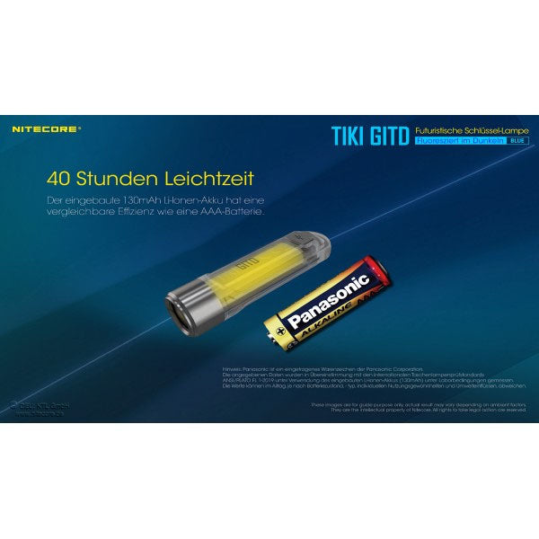 NITECORE LED-TASCHENLAMPE TIKI GITD blau, 300 Lumen (inkl. Akku)