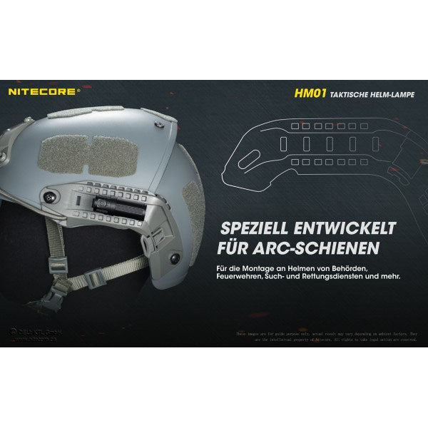 NITECORE LED LIGHT HM01 per casco - 320 lumen (inclusa batteria CR123A), nero