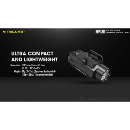 NITECORE LED-WAFFENLAMPE NPL30 - 1'200 Lumen (inkl. CR123A Batterien), schwarz